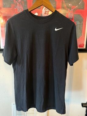 Nike Black Short-Sleeve Crew T-Shirt with White Swoosh